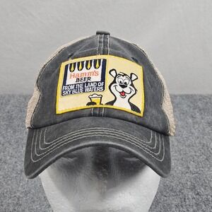 Y2K Hamms Beer Trucker Hat Gray Tan Trucker Cap Snapback Beercore Work Pit Bull